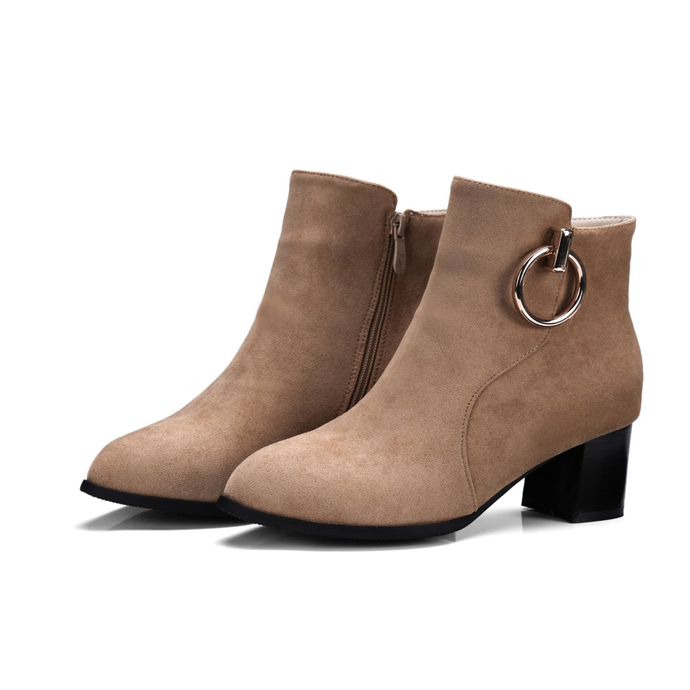 Shoes Miss Ascpf07-6 Thick and Round Head Fashion Ankle Boots