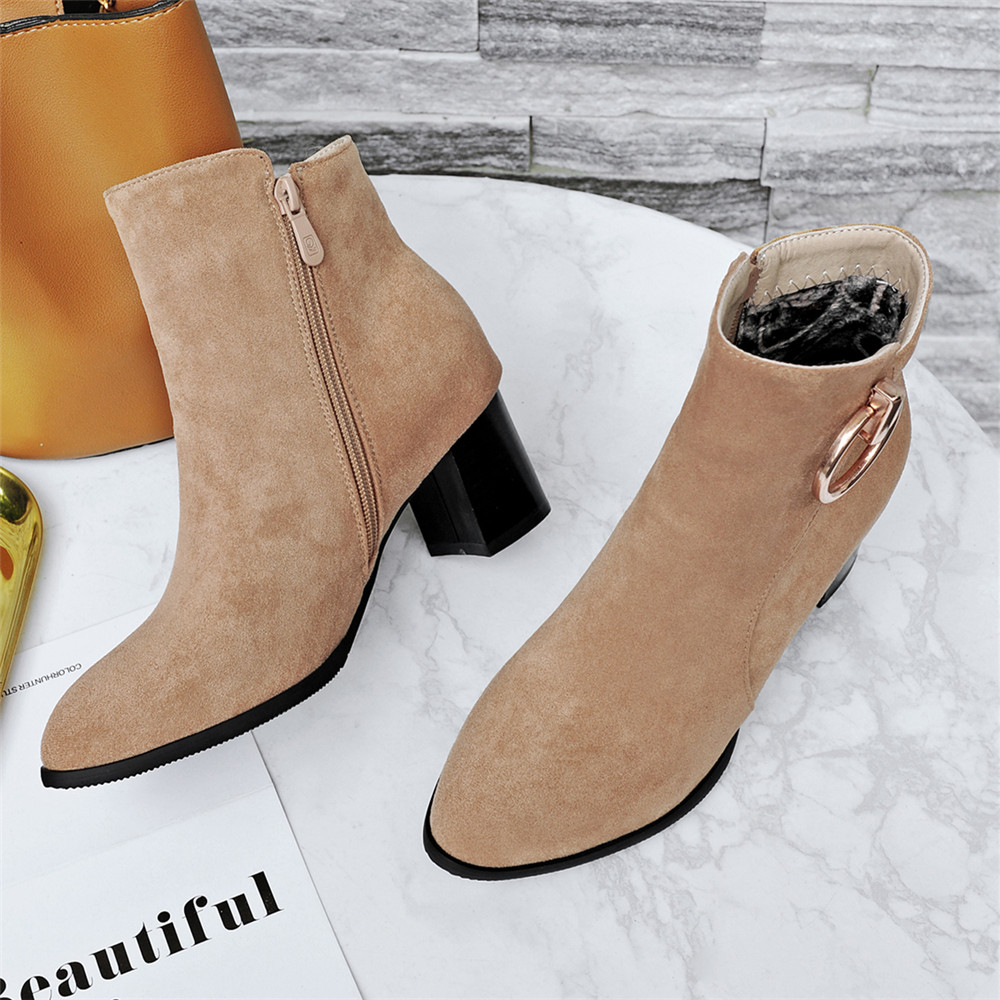 Shoes Miss Ascpf07-6 Thick and Round Head Fashion Ankle Boots