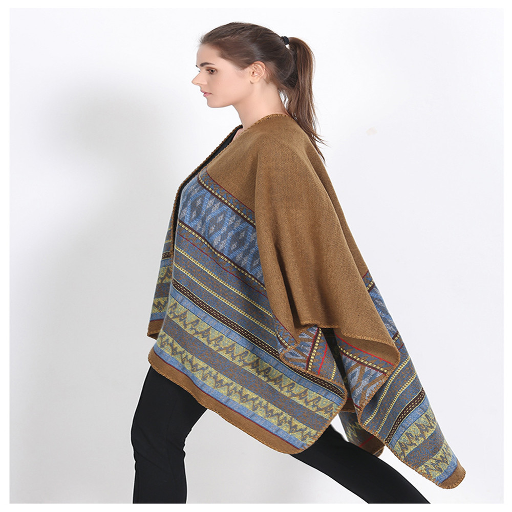 Literature and art back to ancient Chinese cashmere geometric pattern thickening warm shawl
