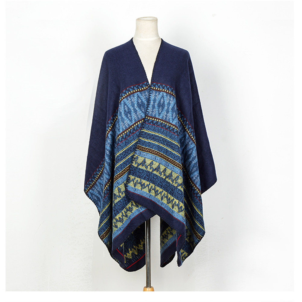 Literature and art back to ancient Chinese cashmere geometric pattern thickening warm shawl