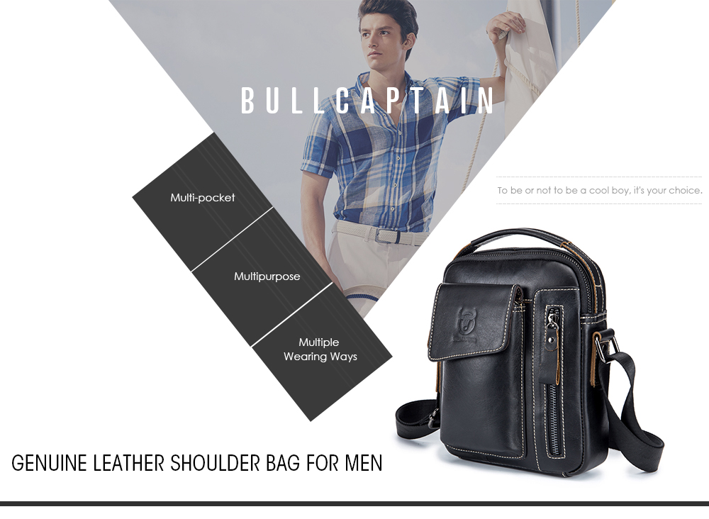 BULLCAPTAIN Genuine Leather Shoulder Bag for Men