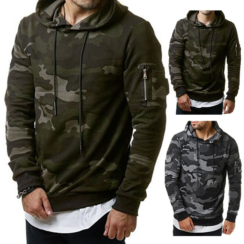 Men's Casual Cardigan Pure Military Camouflage Hoodie Sweater Winter Jacket