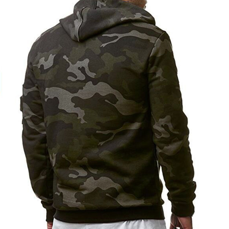 Men's Casual Cardigan Pure Military Camouflage Hoodie Sweater Winter Jacket