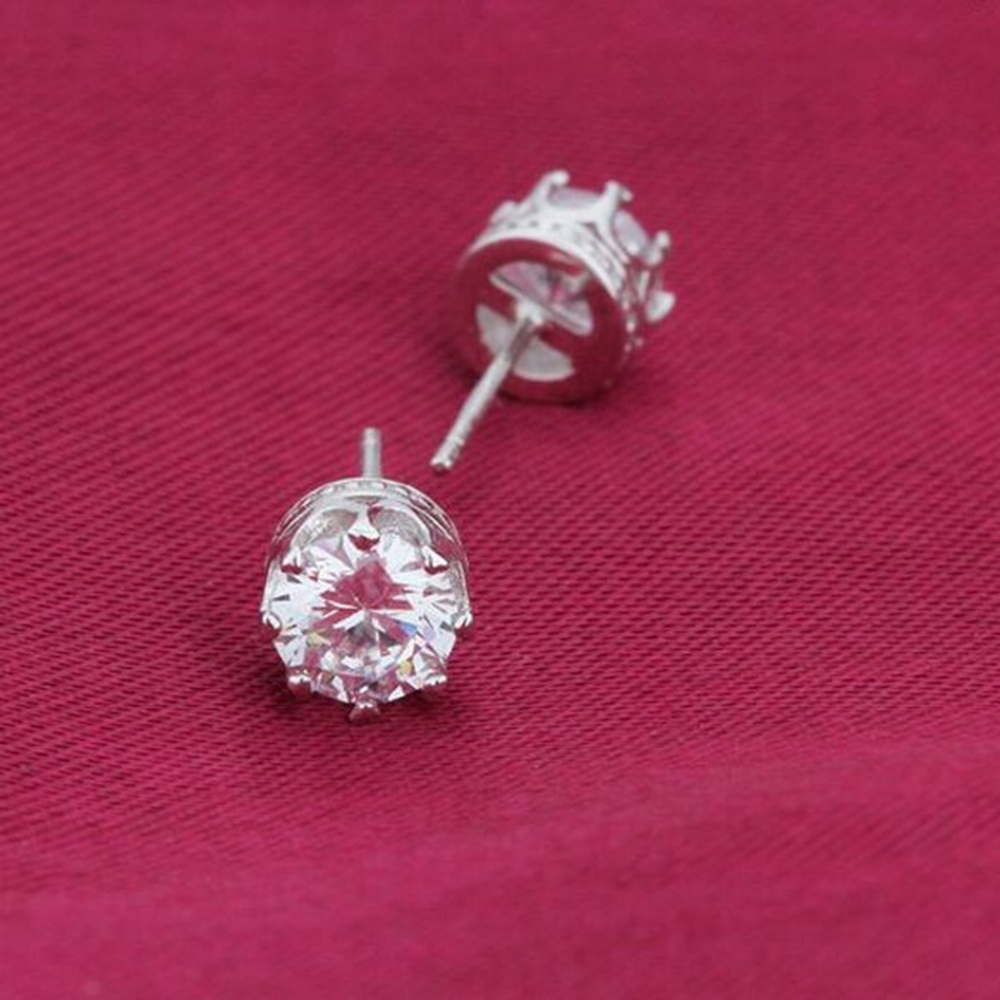 Fashion Sterling Silver Crystal Crown Pattern Stud Earing
