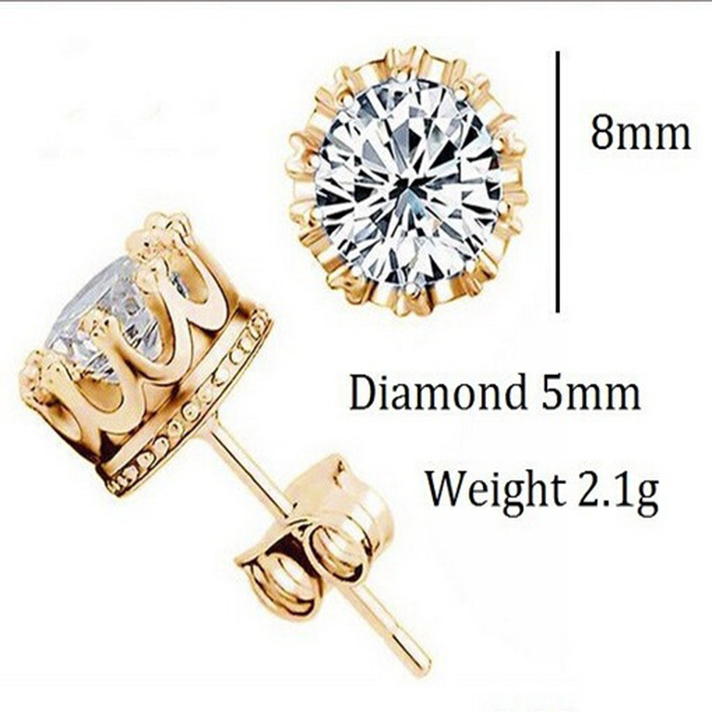 Fashion Sterling Silver Crystal Crown Pattern Stud Earing