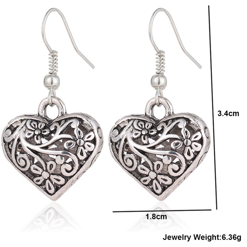 Carved Simple Hollow Heart Earrings