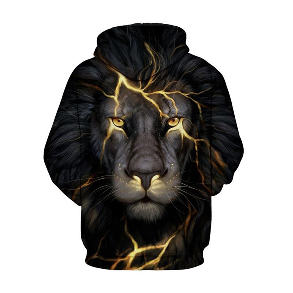Long Sleeve Lion Light 3D Pattern Hoodie