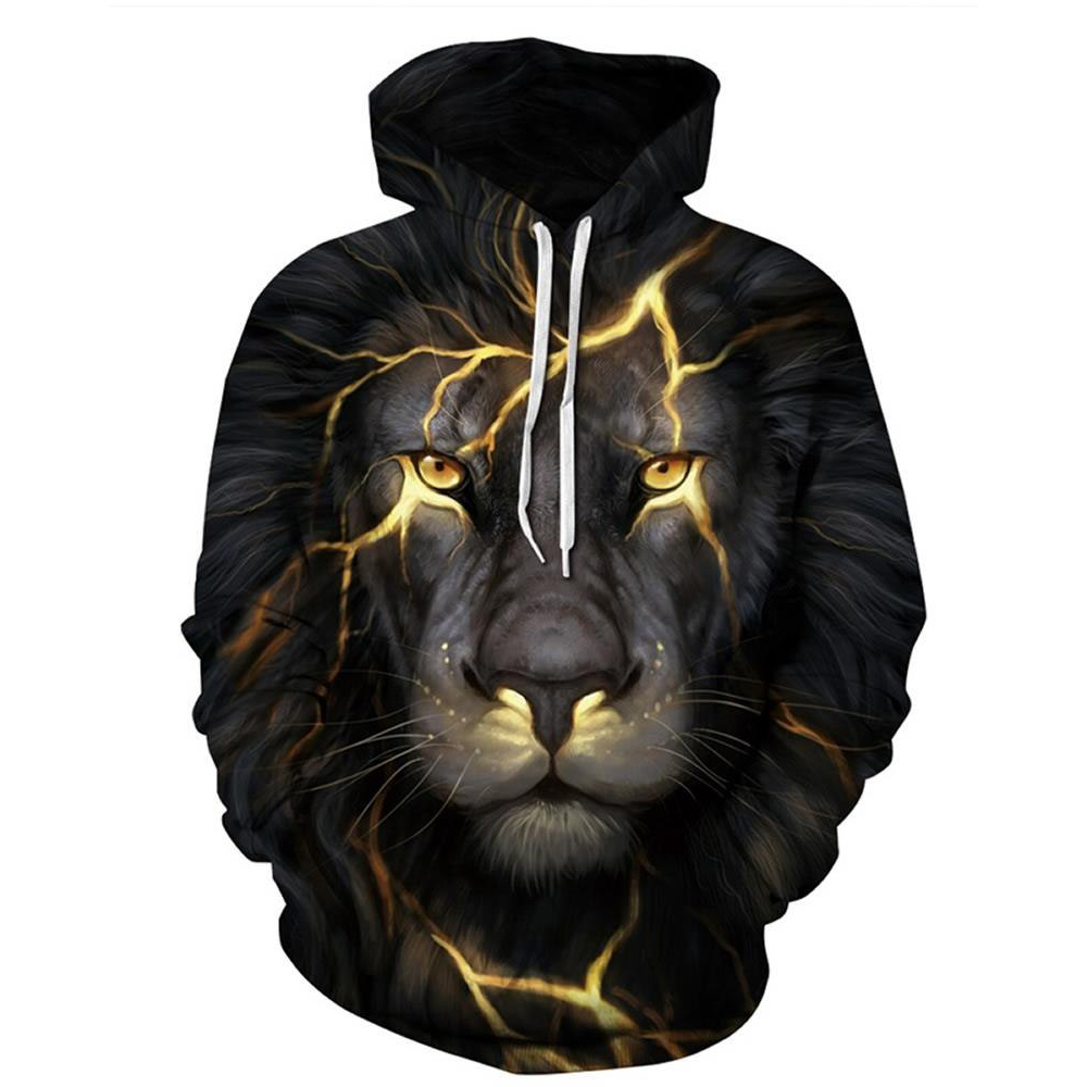 Long Sleeve Lion Light 3D Pattern Hoodie