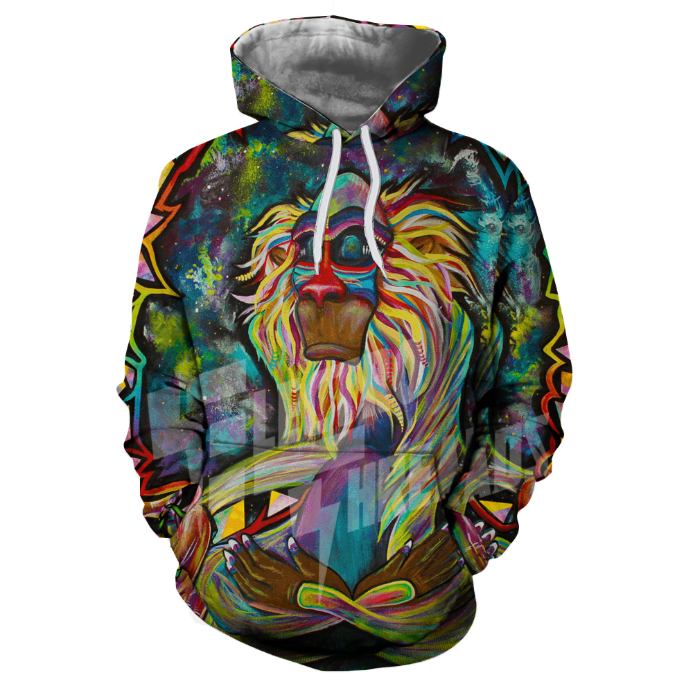 New Fashion Meditating Rafiki 3D Printing Men's Long-Sleeved Hoodie