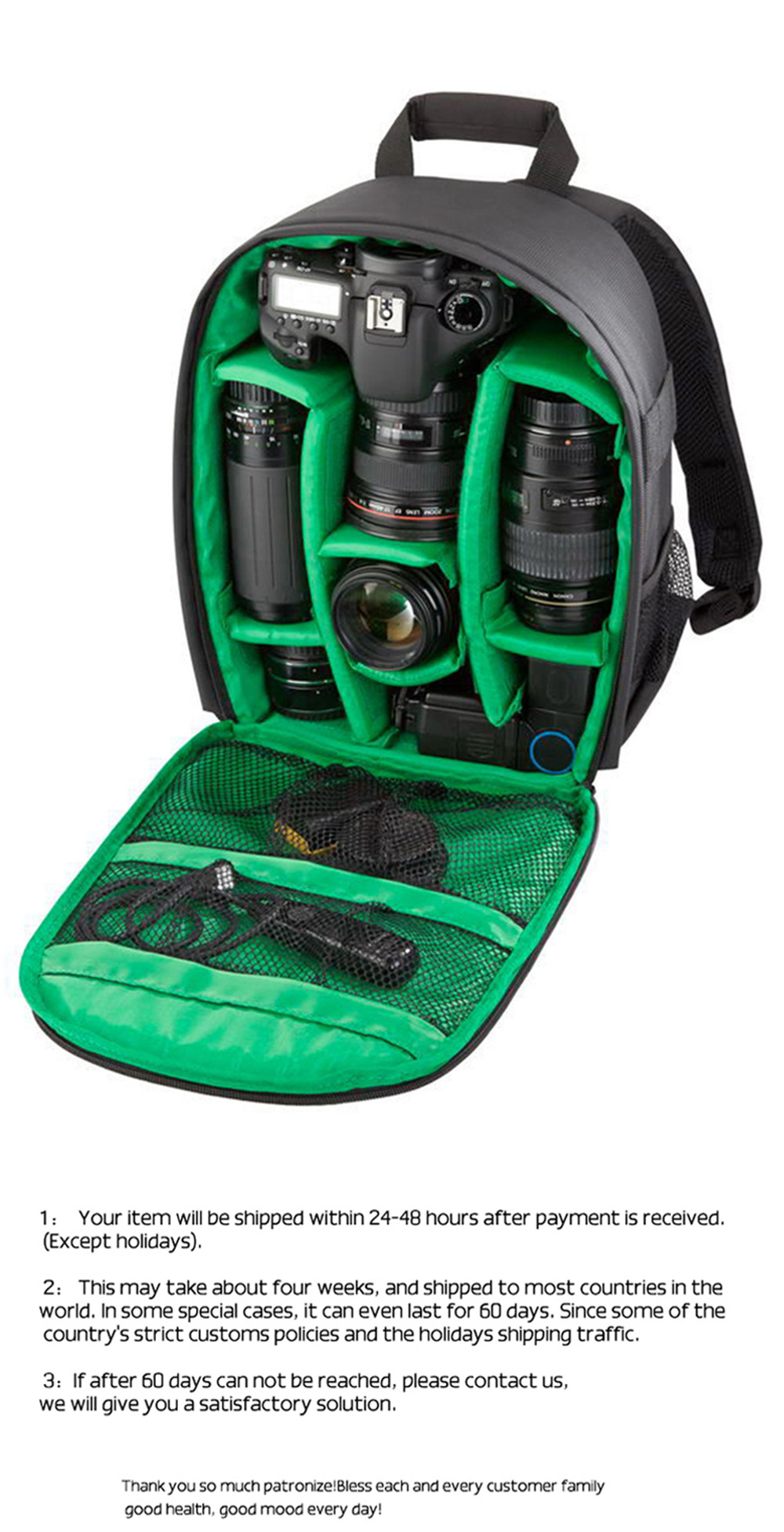 Camera Bag Camera Backpack Waterproof with Rain Cover for Cameras Lens Tripod