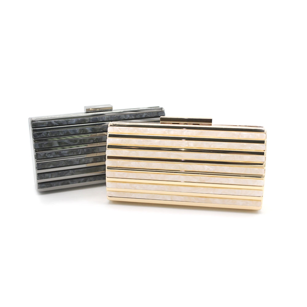 Acrylic Stripe Splice Evening Clutch Bag