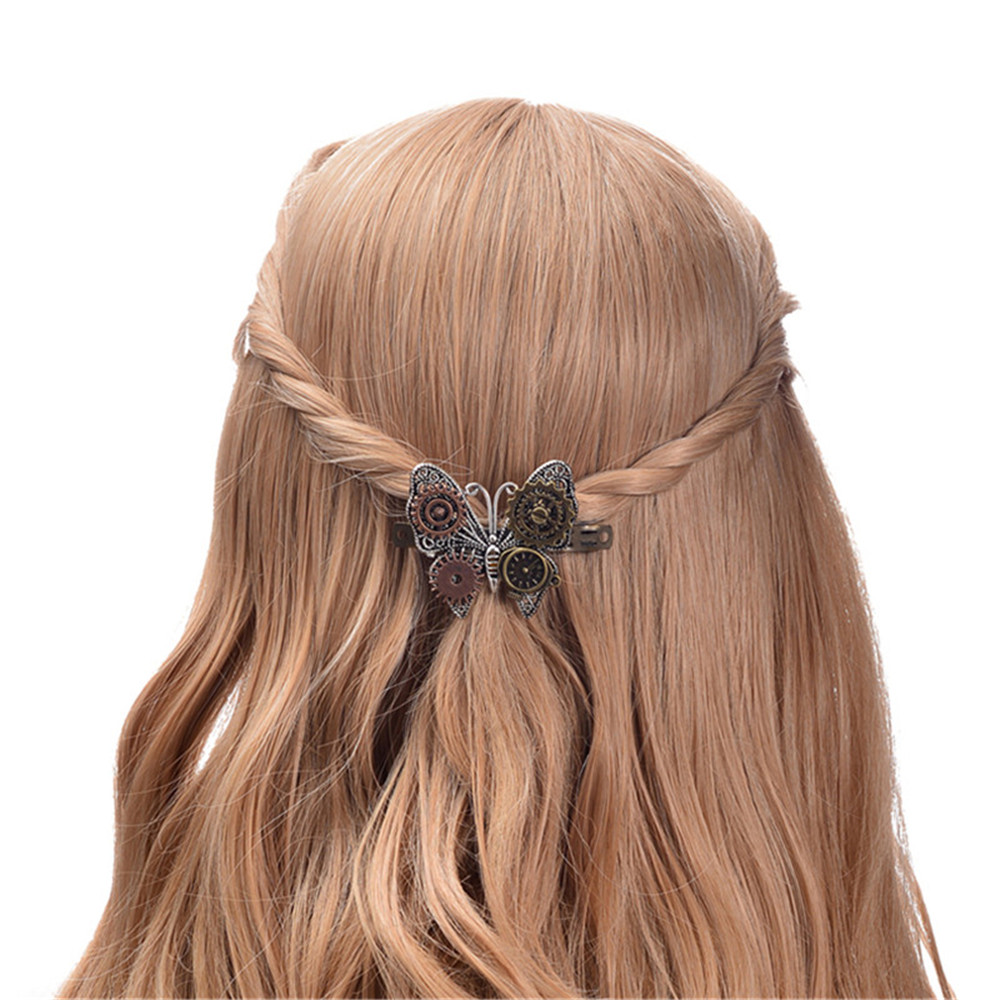 European and American Fashion Jewelry Steampunk Gear Alloy Butterfly Hair Clips European and American Fashion Jewelry Steampunk Gear Alloy Butterfly Hair Clips