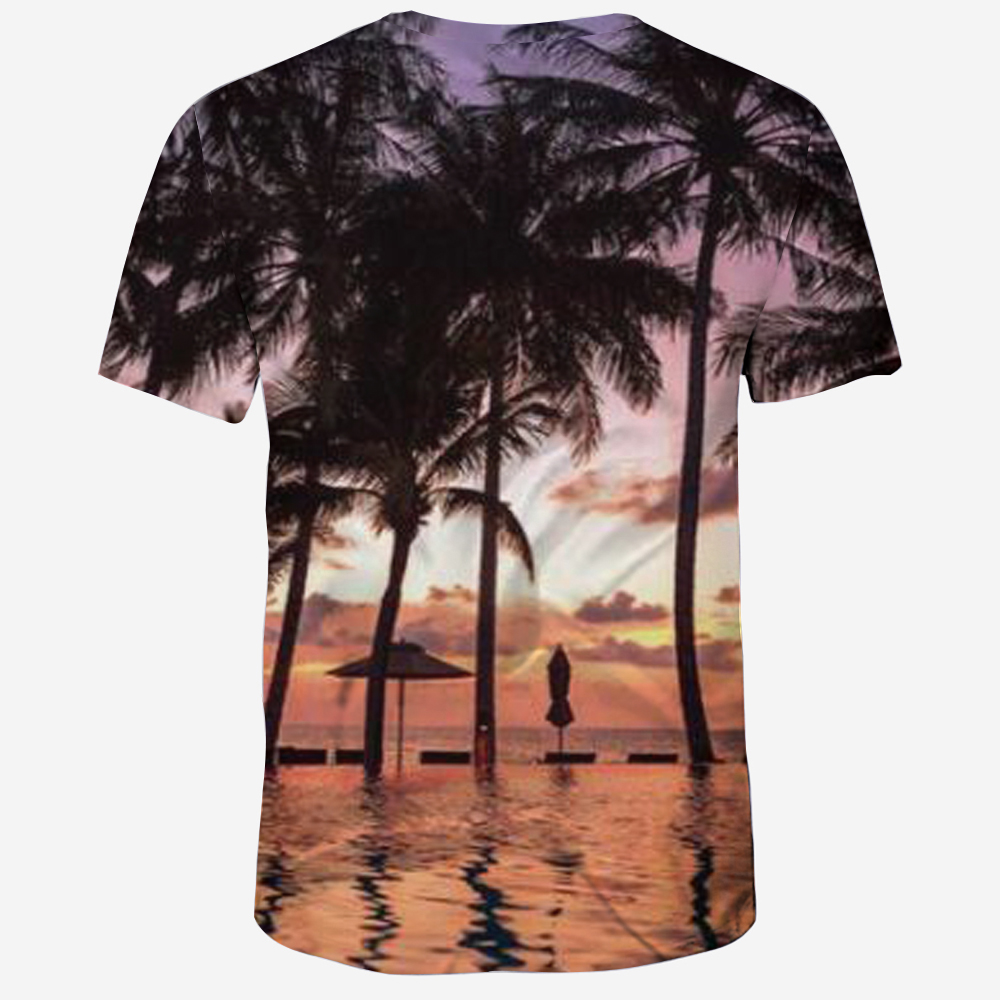 Summer fashion tropical landscape print Men's short sleeve T-shirt