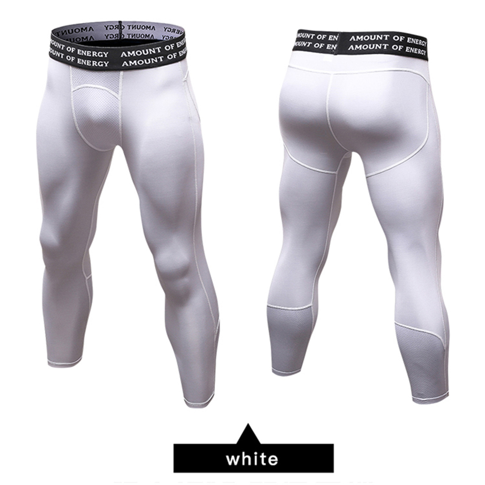 Men Gym Compression Sports Tights Running Quick Dry Fitness Cropped Pants