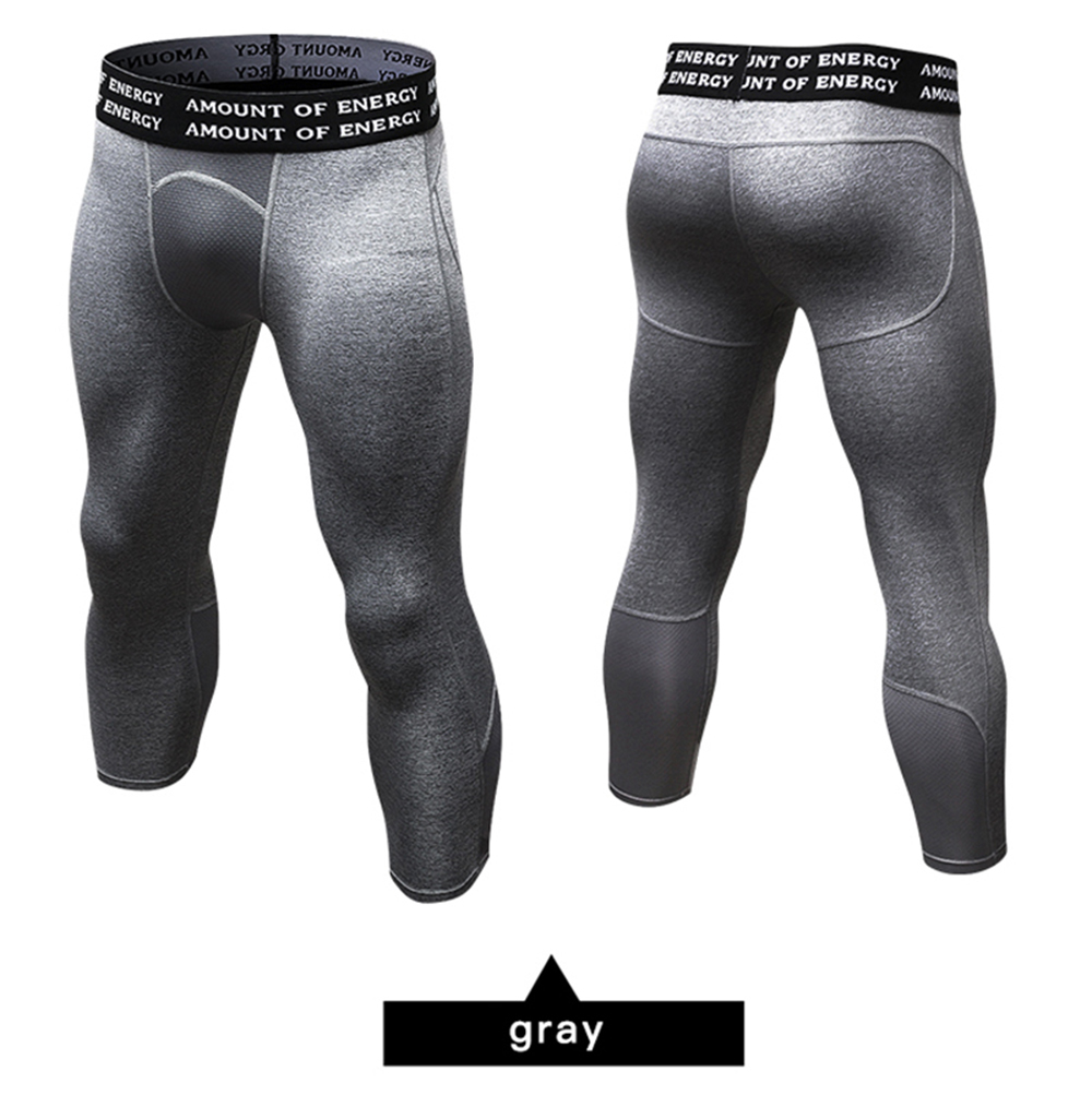 Men Gym Compression Sports Tights Running Quick Dry Fitness Cropped Pants