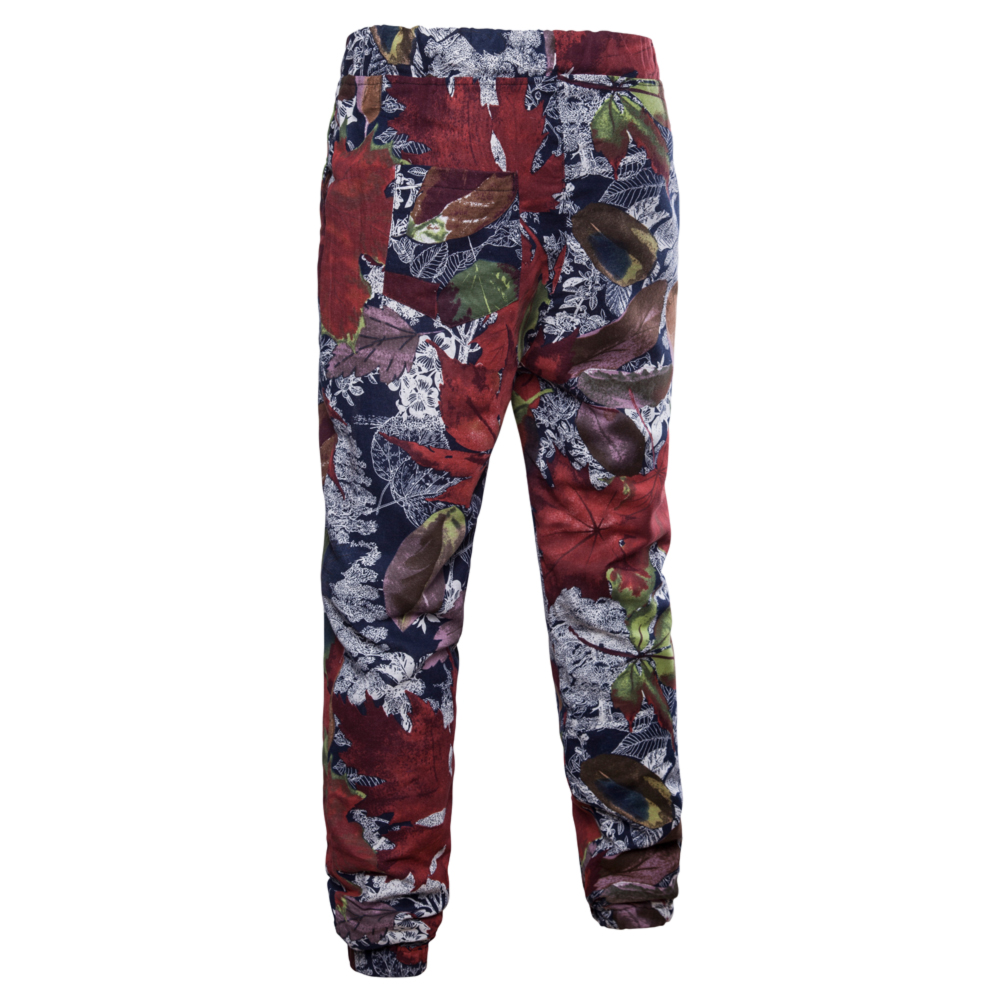 Men's Spring and Summer Thin Sizes of Folk Wind Linen Print Trousers