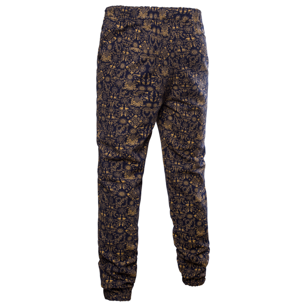 Men's Spring and Summer Thin Sizes of Folk Wind Linen Print Trousers