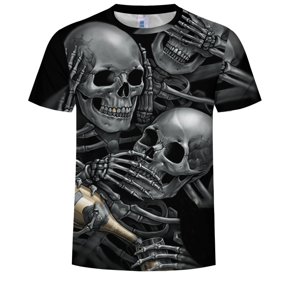 2018 Summer Novelty Skull 3D Printed Short T-Shirt