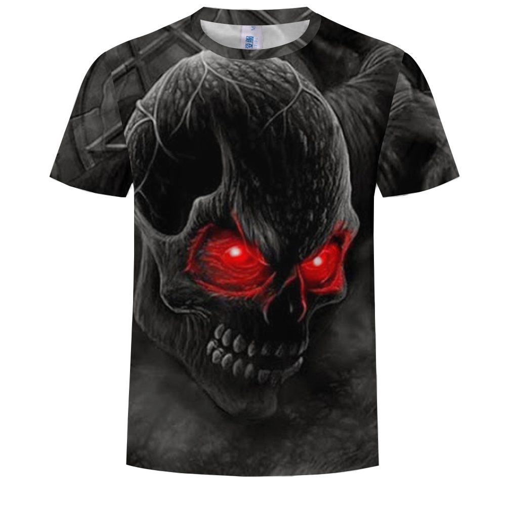 2018 Summer Fashion Personality Skull 3D Print Short T-Shirt