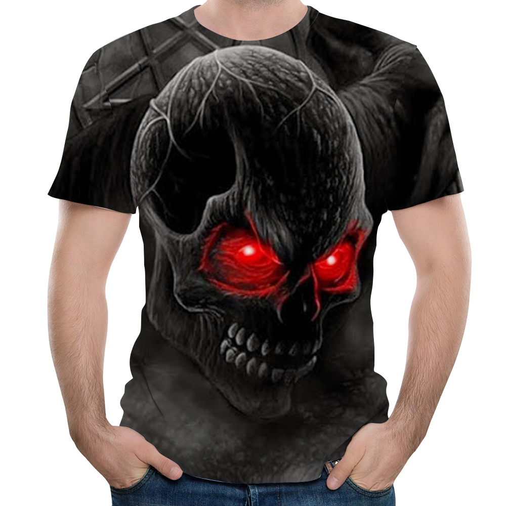 2018 Summer Fashion Personality Skull 3D Print Short T-Shirt