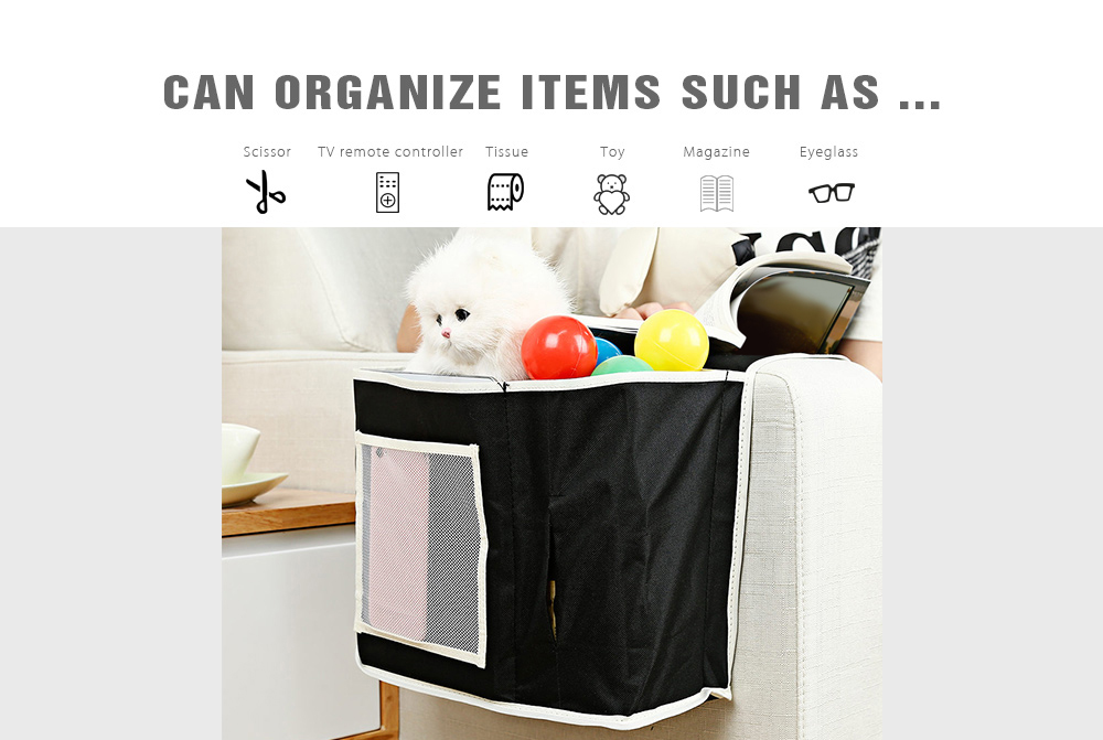 Bedside Organizer Hanging Sofa Table Storage Bag for Phone / TV Remote Control / Magazine