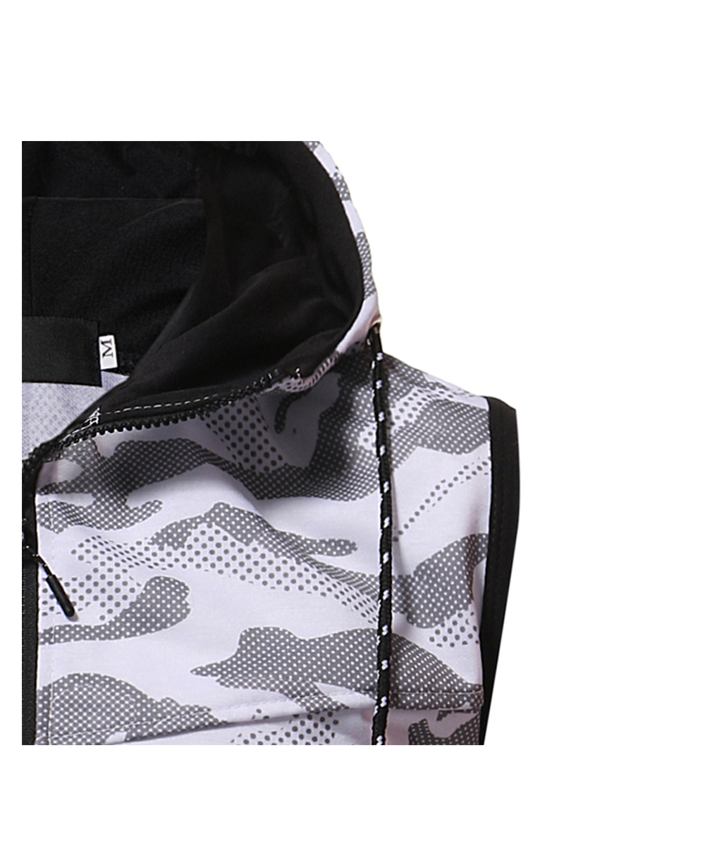 2018 New Camouflage Digital Printing Zipper Casual Slim Sleeveless Hoodie