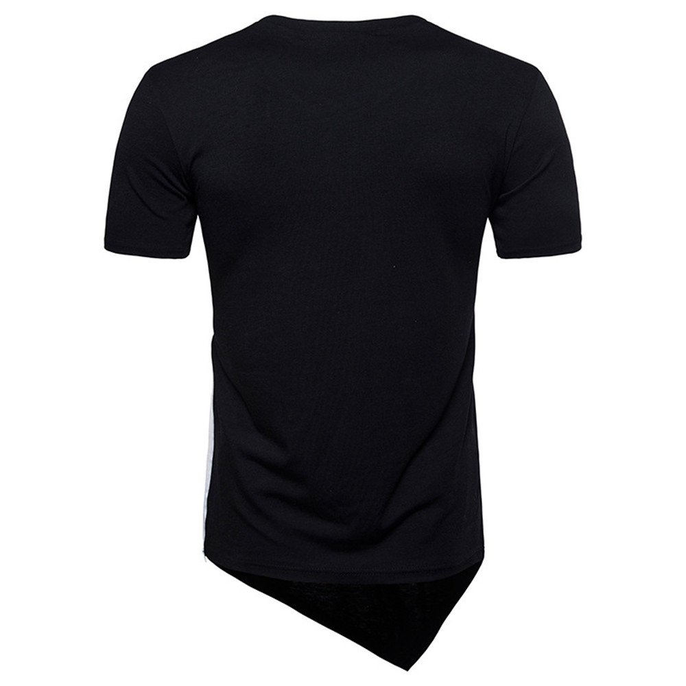 New Men'S Fashion Zipper Design Hip-Hop Long-Sleeved Short-Sleeved T-Shirt