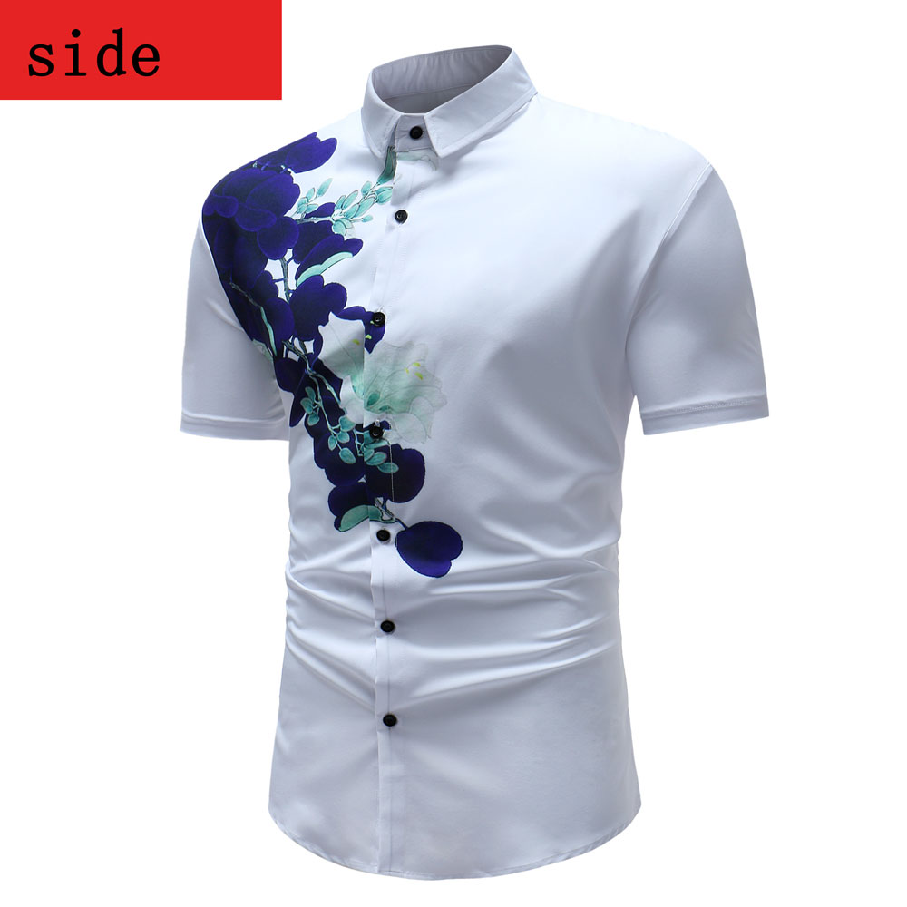 Men's Summer 3D Printed Short Sleeve Unique Flower Shirt