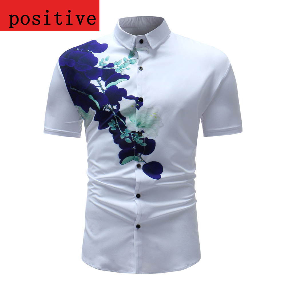 Men's Summer 3D Printed Short Sleeve Unique Flower Shirt