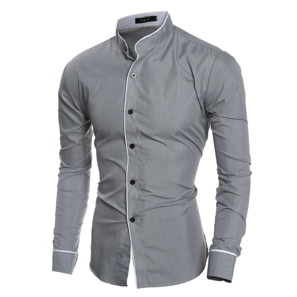New Personality Striped Casual Collar Men's Slim Long-Sleeved Shirt