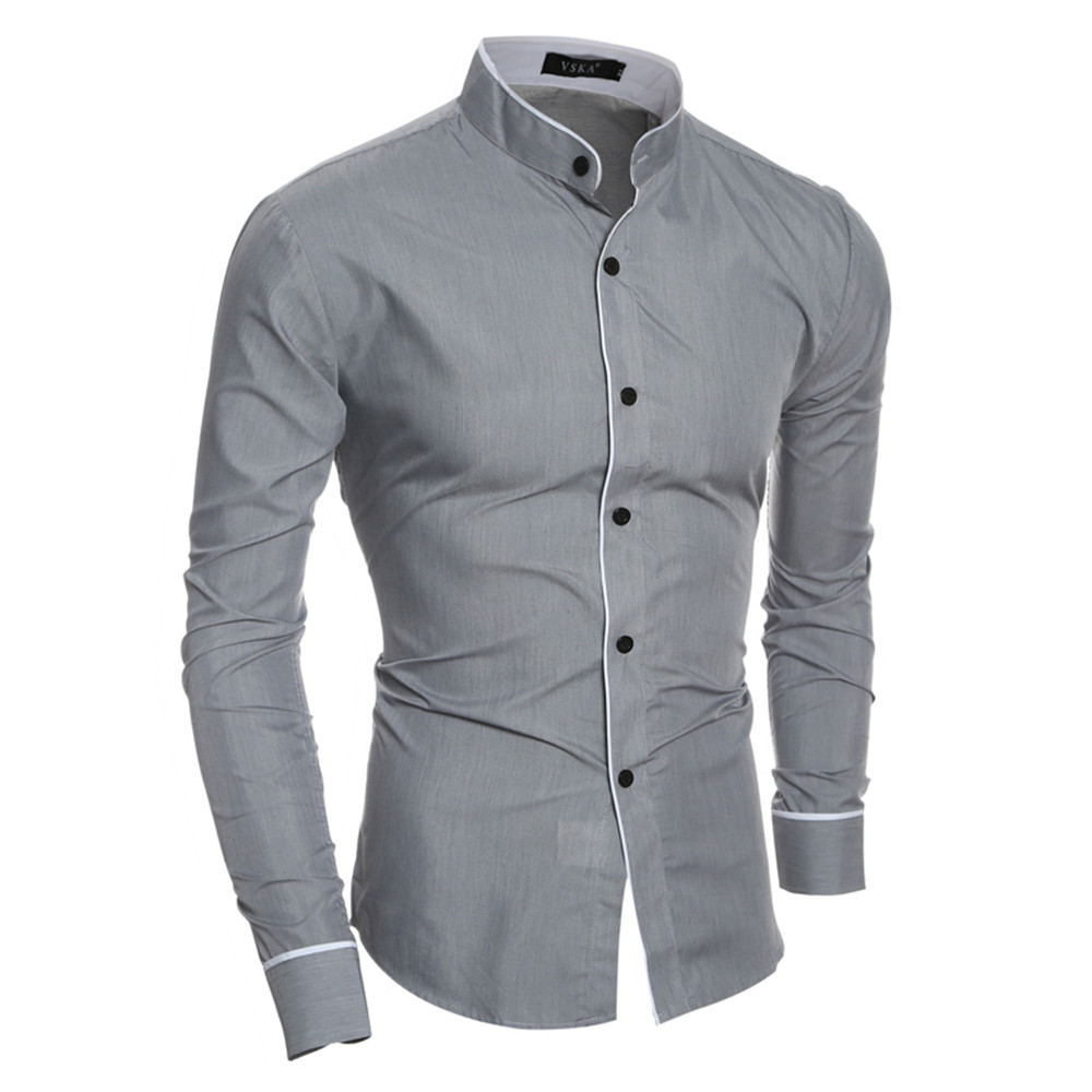 New Personality Striped Casual Collar Men's Slim Long-Sleeved Shirt