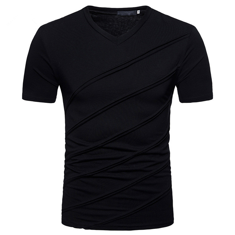 New Men's Pleated Short-Sleeved T-Shirt