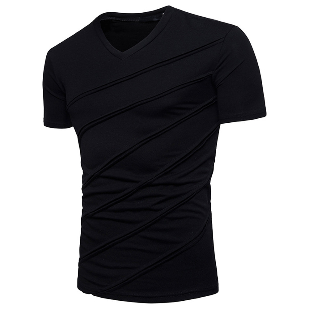 New Men's Pleated Short-Sleeved T-Shirt