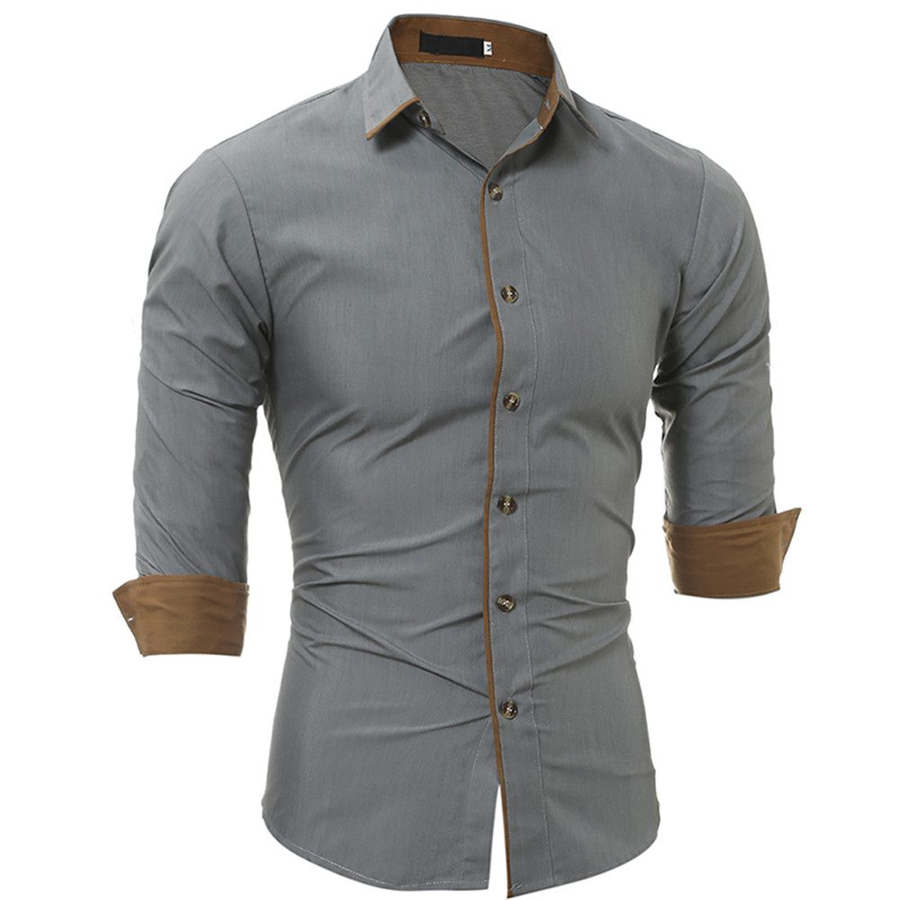 New Classic Color Personality Striped Men's Casual Slim Long-Sleeved Shirt