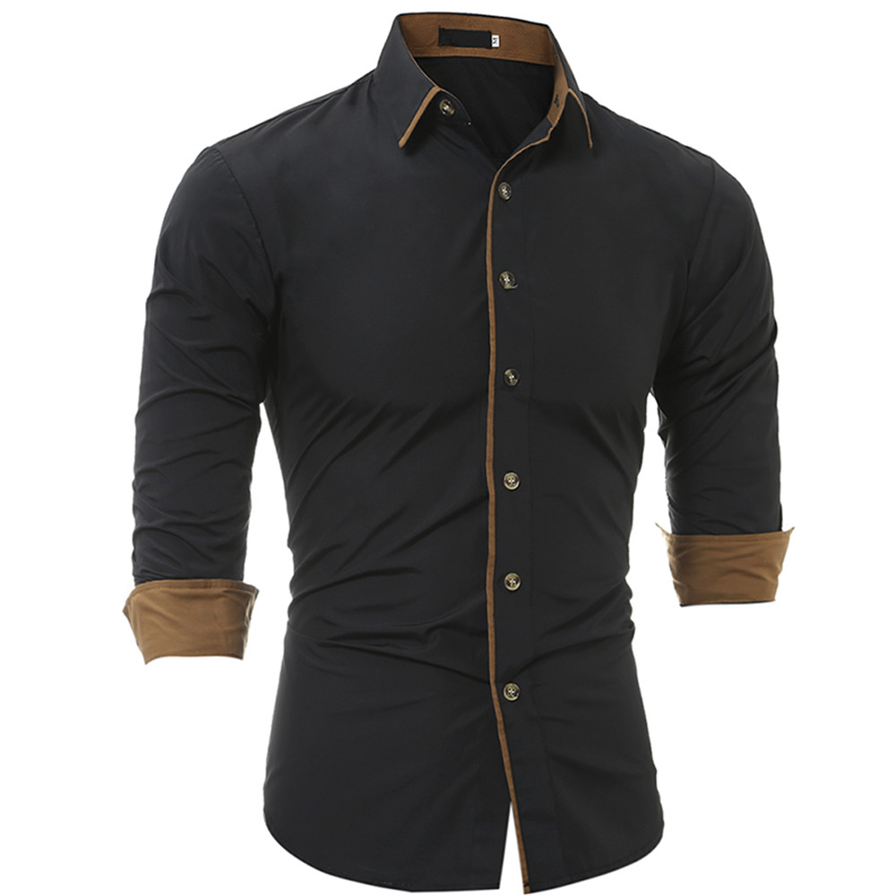 New Classic Color Personality Striped Men's Casual Slim Long-Sleeved Shirt