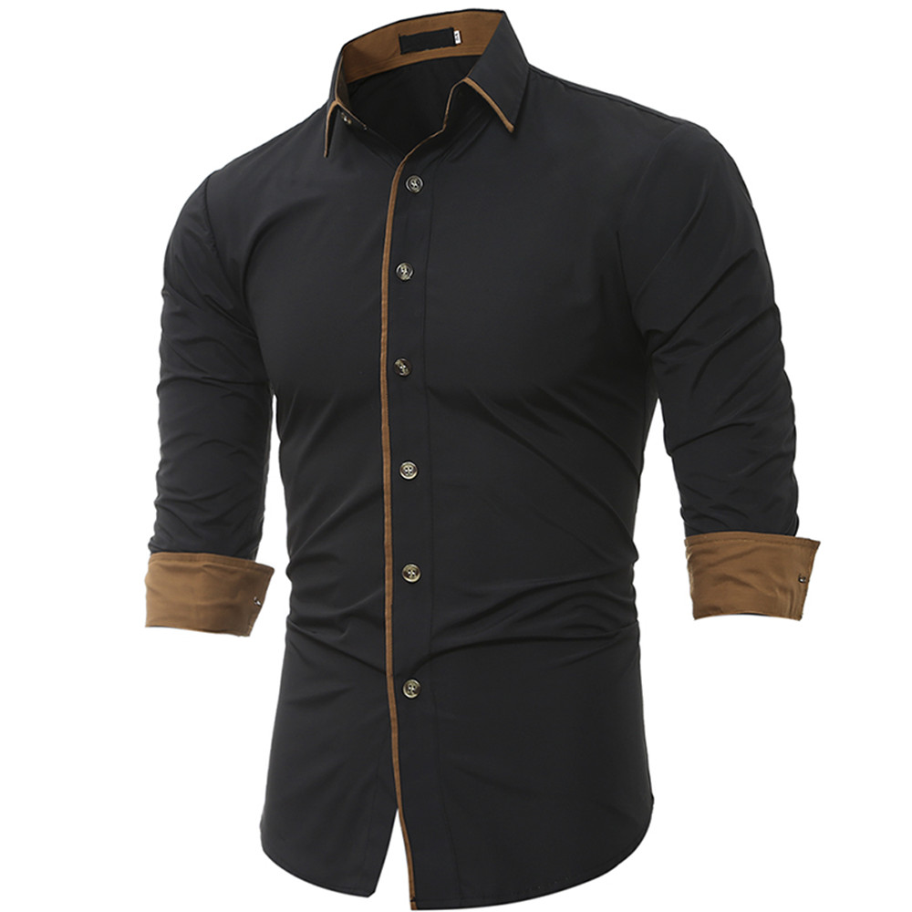 New Classic Color Personality Striped Men's Casual Slim Long-Sleeved Shirt