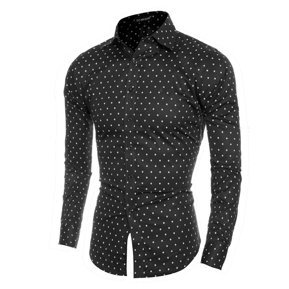 Boutique Cotton Small Aircraft Print Men's Casual Slim Long-Sleeved ...