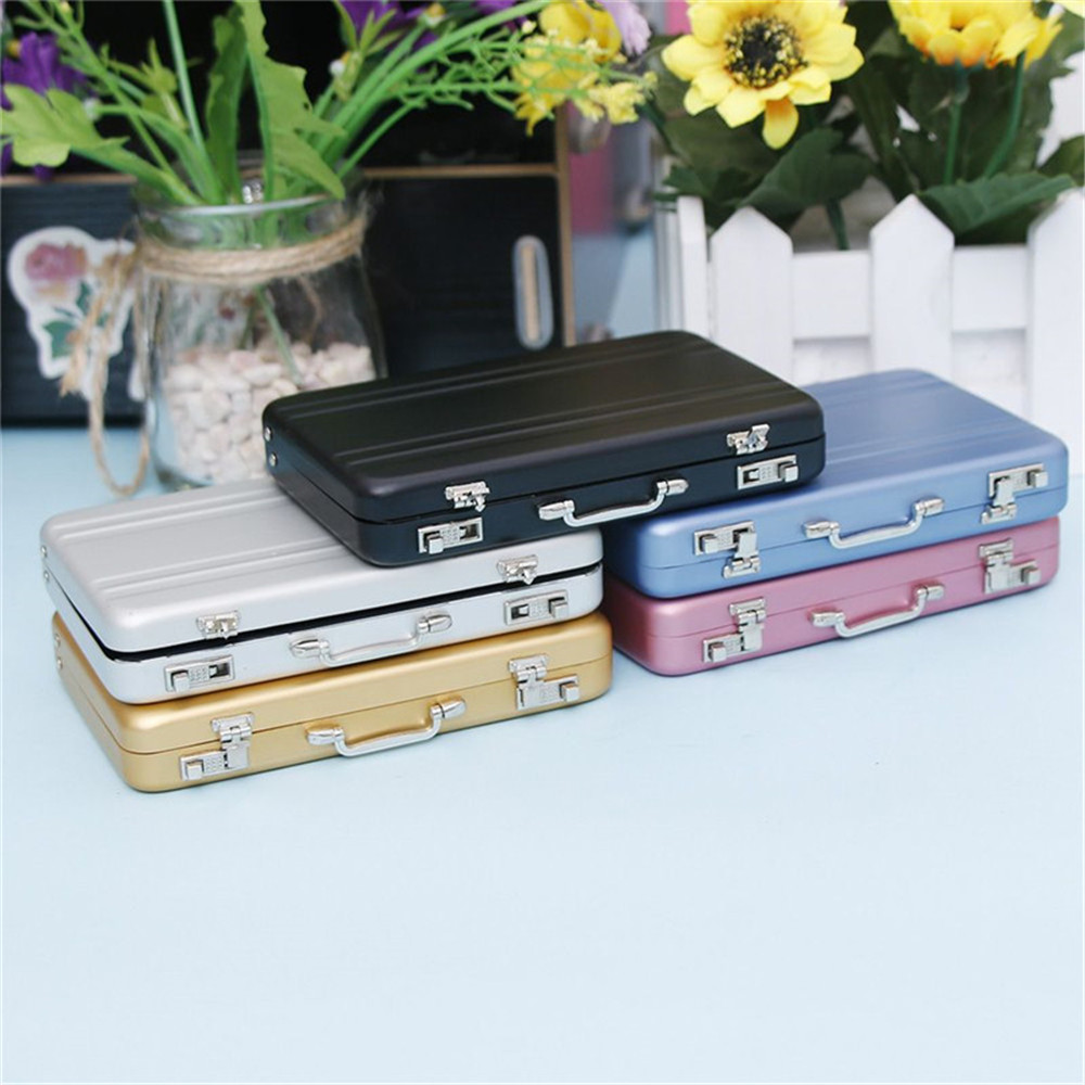 Mini Aluminum Safe Suitcase Briefcase Business Credit Bank Card Holder Box Case