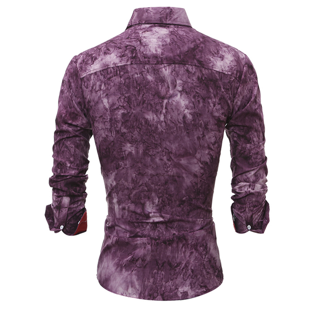 New High Quality 3D Tie Dye Men's Slim Casual Long Sleeve Shirt