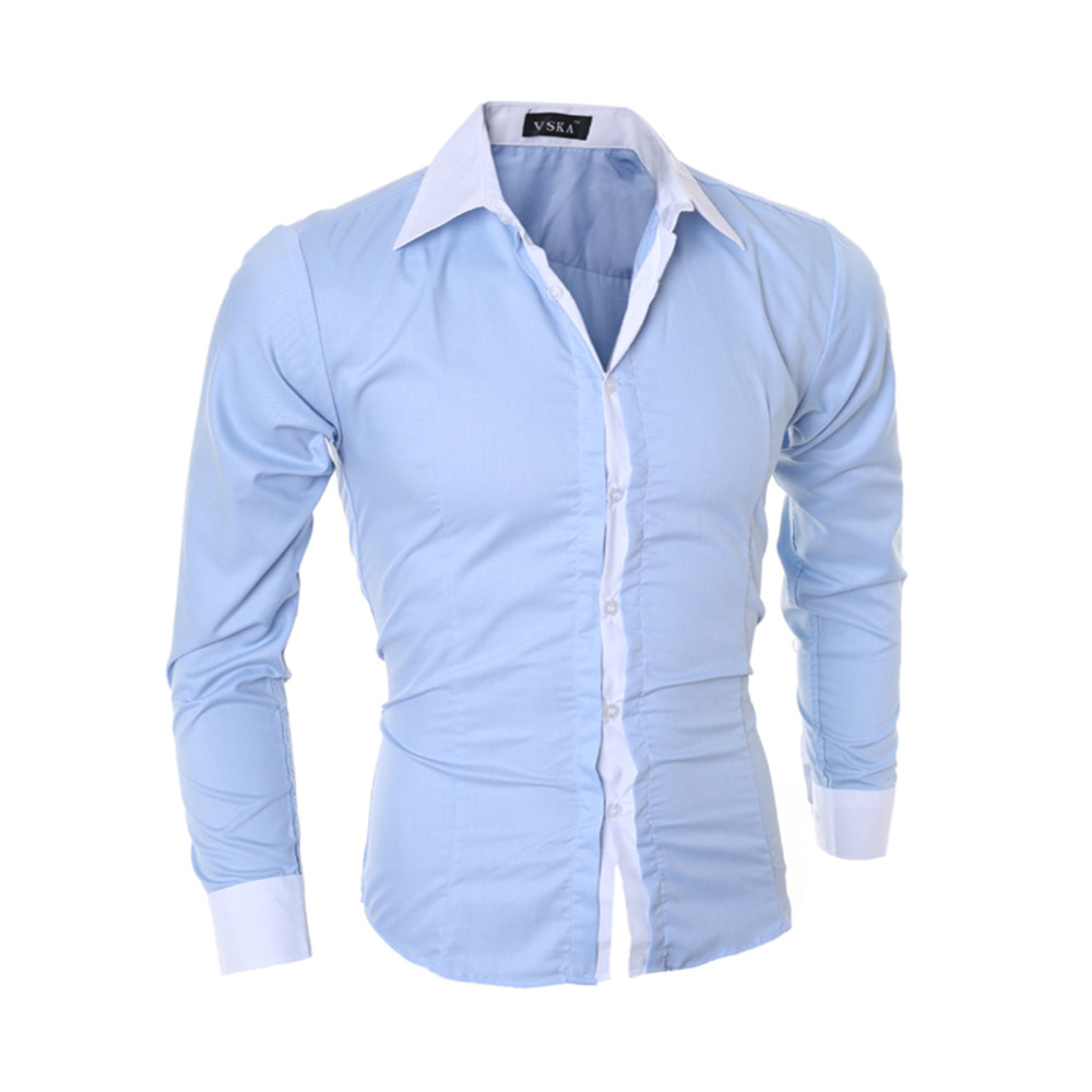 Classic Men's Fashion Slim Casual Color Collar Long-Sleeved Shirt