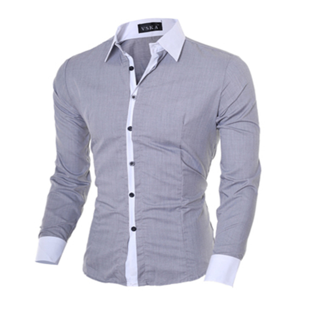 Classic Men's Fashion Slim Casual Color Collar Long-Sleeved Shirt