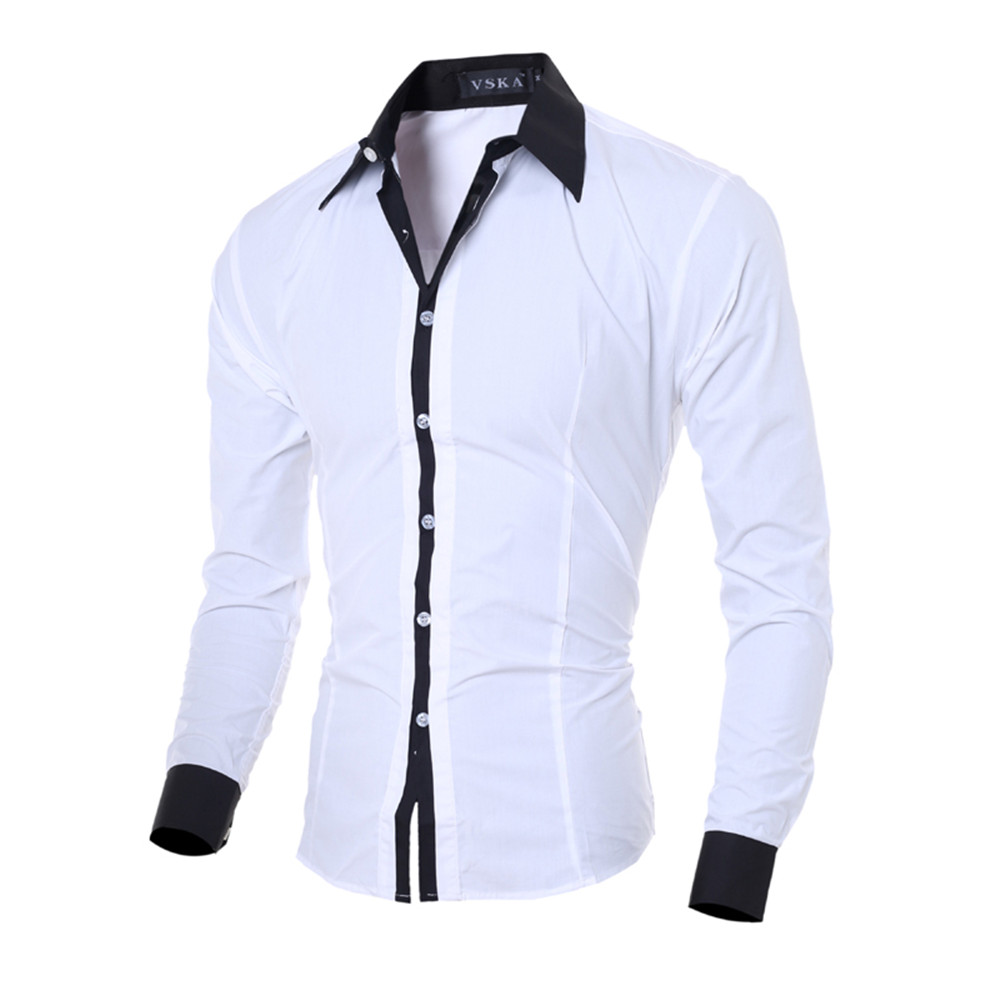 Classic Men's Fashion Slim Casual Color Collar Long-Sleeved Shirt