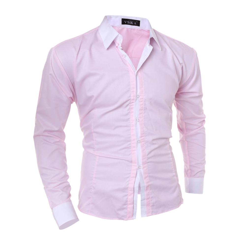 Classic Men's Fashion Slim Casual Color Collar Long-Sleeved Shirt