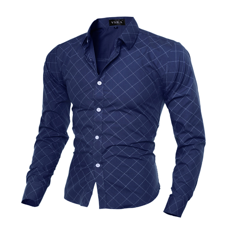 New Classical Lingerie Quilted Design Men's Casual Slim Long-Sleeve ...