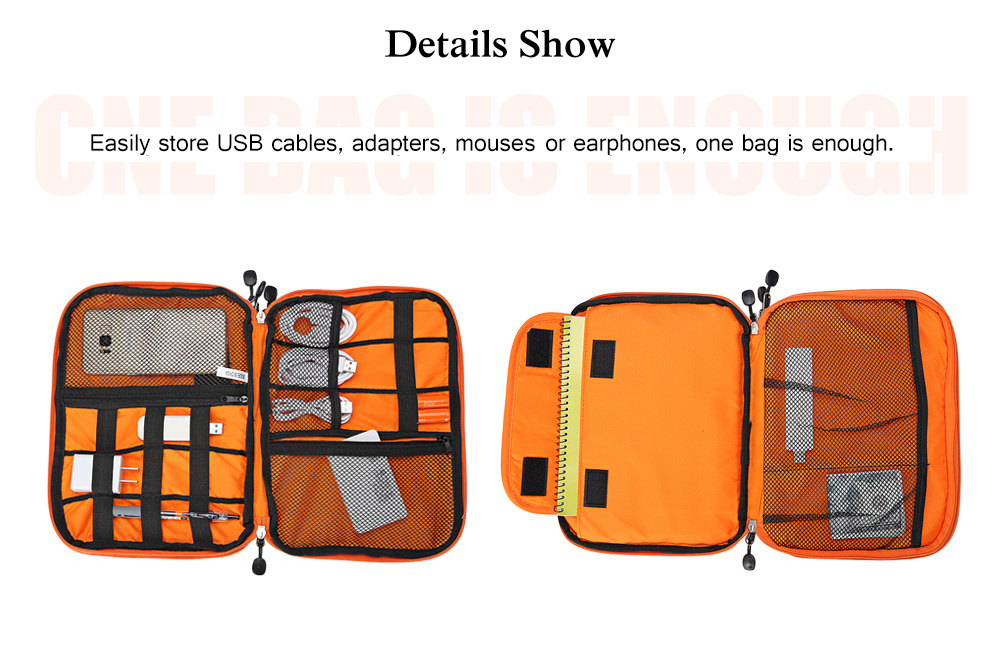 Guapabien Double-deck Digital Bag USB Cables Storage Big Capacity