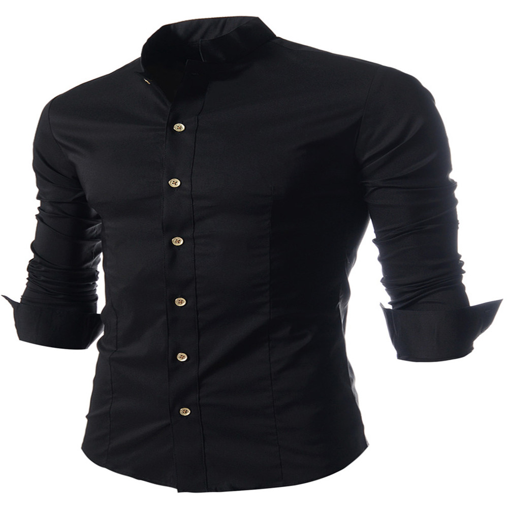 New Casual Small Collar Men's Long Sleeve Shirt