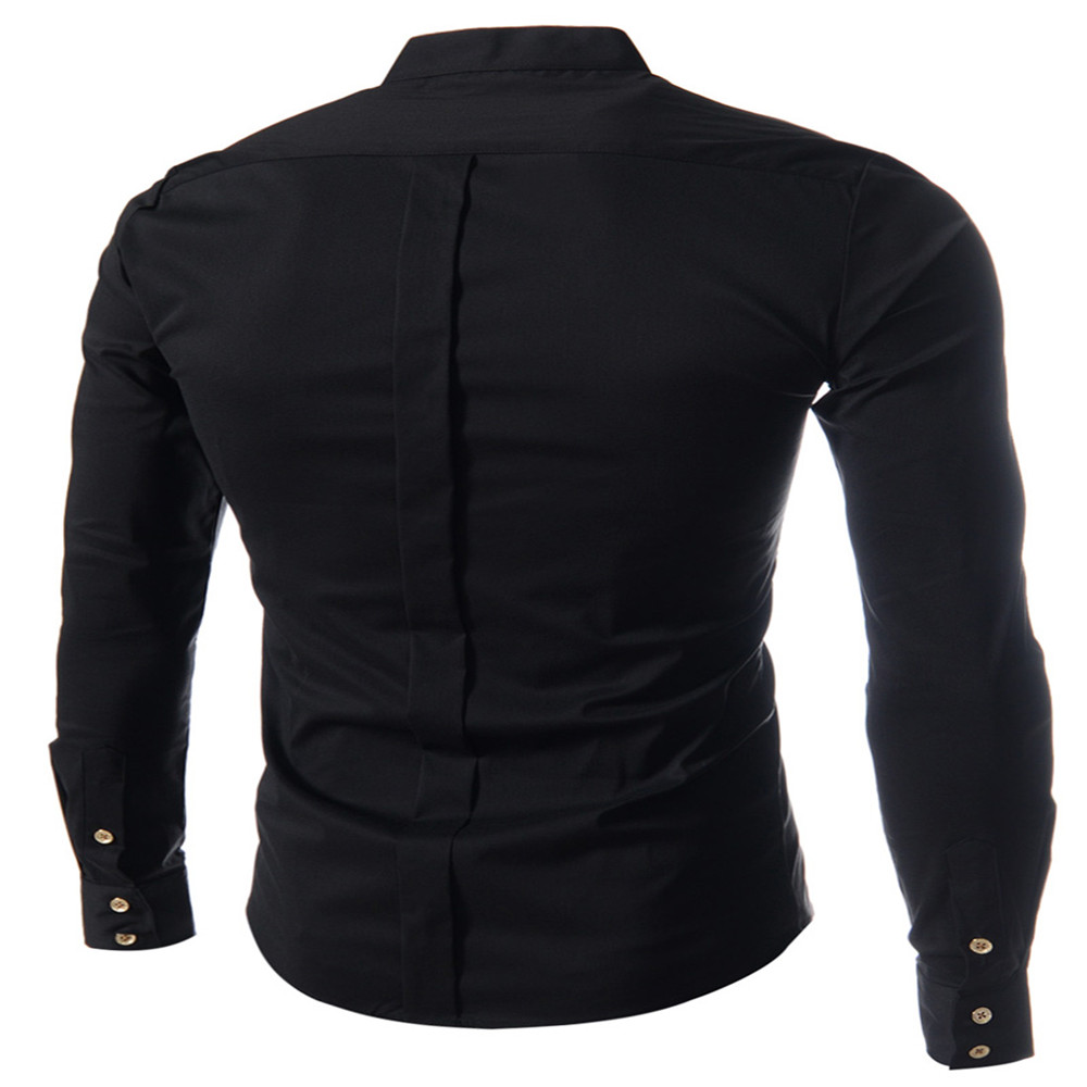 New Casual Small Collar Men's Long Sleeve Shirt