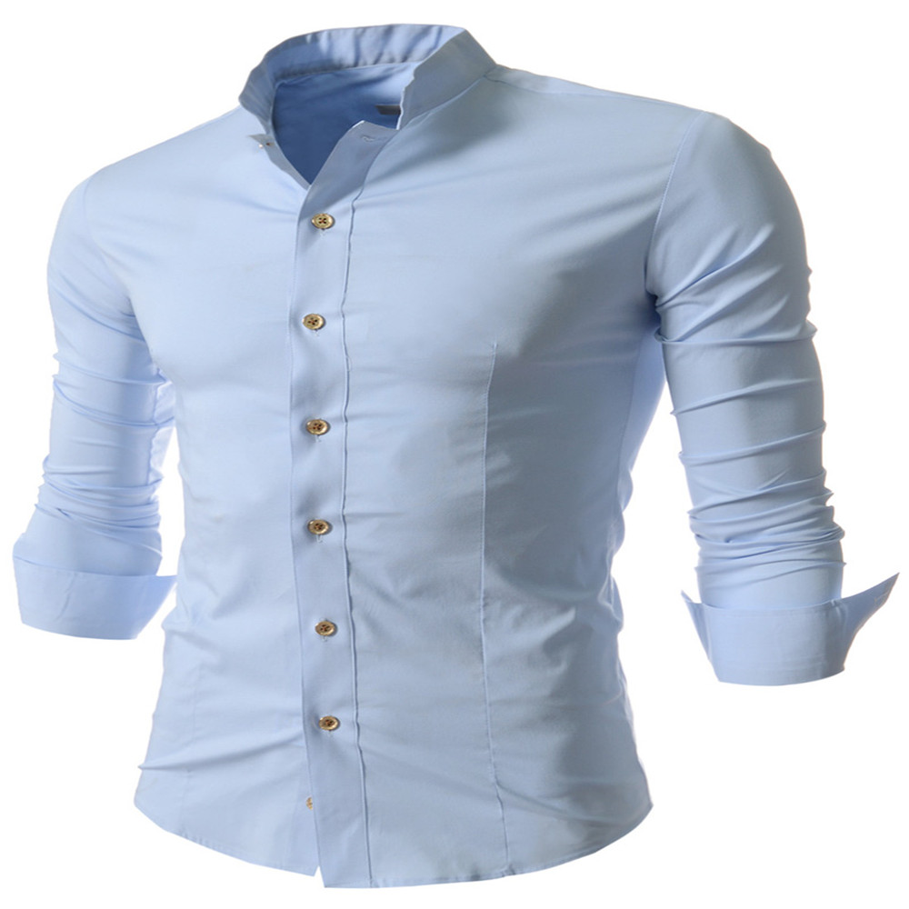 New Casual Small Collar Men's Long Sleeve Shirt