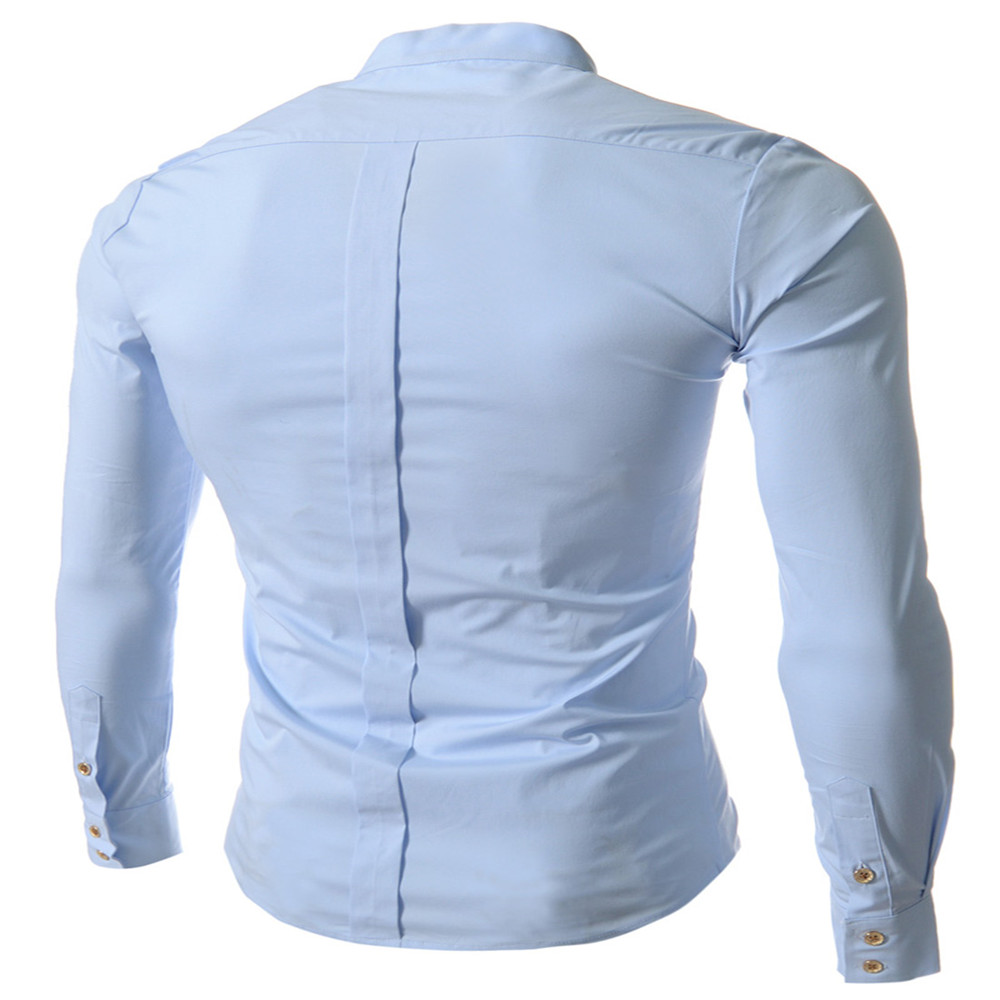 New Casual Small Collar Men's Long Sleeve Shirt