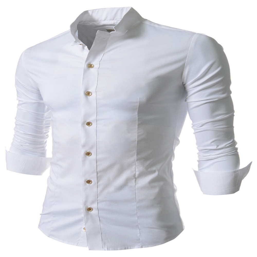 New Casual Small Collar Men's Long Sleeve Shirt